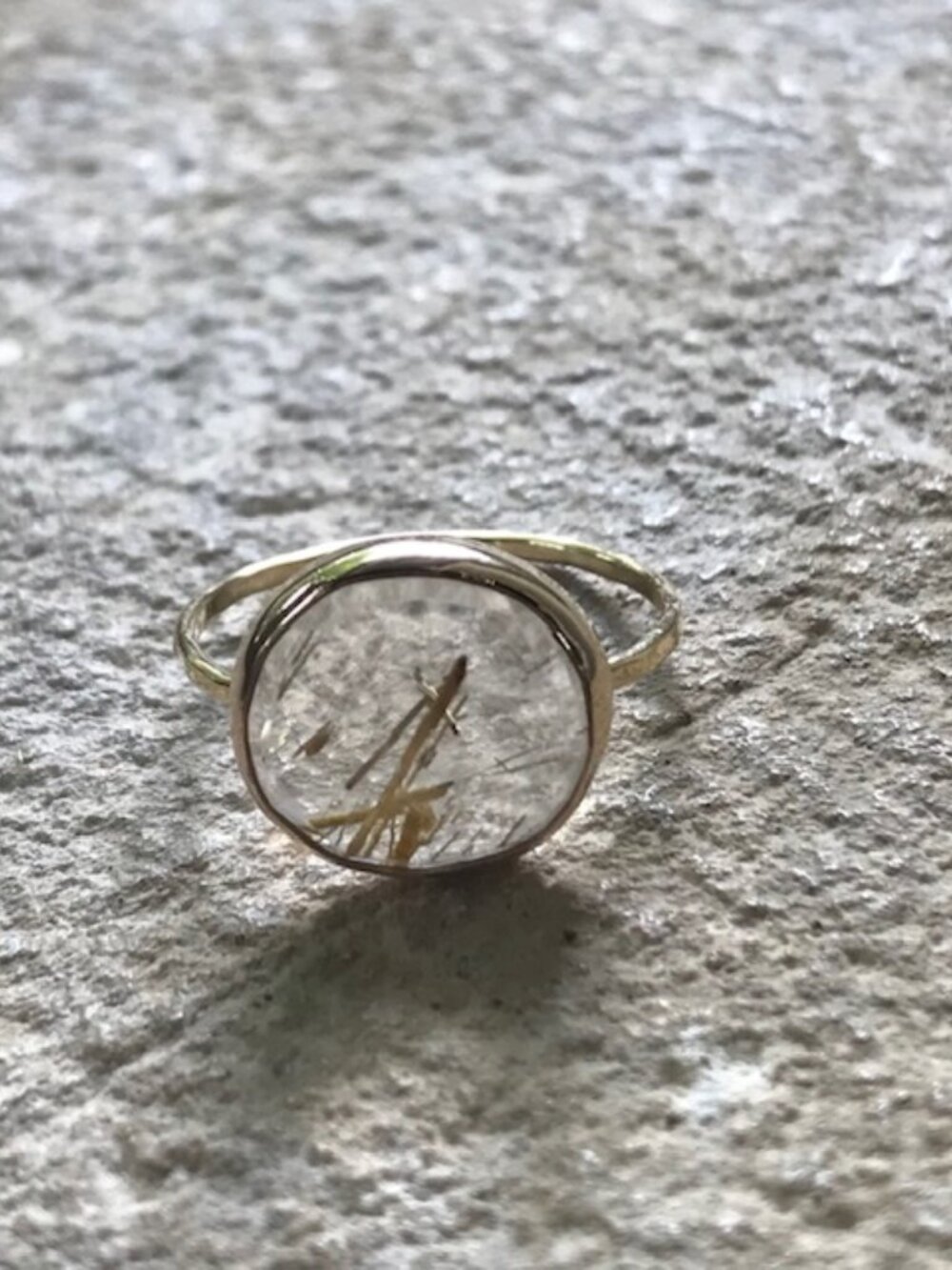 Melissa Joy Manning 14K Gold Rutilated Quartz Ring - Picture 5 of 5